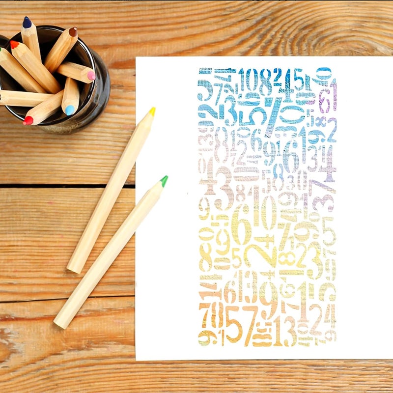 Resflyar 12 PCS 9.5 x 4.8 Inch Texture Stencils, Wood Grain Honeycomb Templates for Crafts, Numbers Flowers Stencils Set for Rock Wood Canvas Painting Furniture Card Tile Home DIY Art Craft Decoration - Image 3